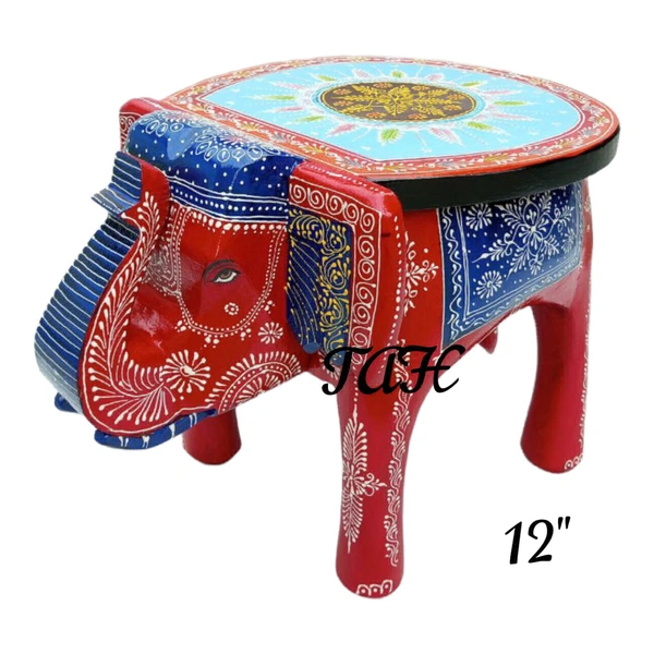 Elephant  Design Wooden Stool  - 30cm Or 12 Inches