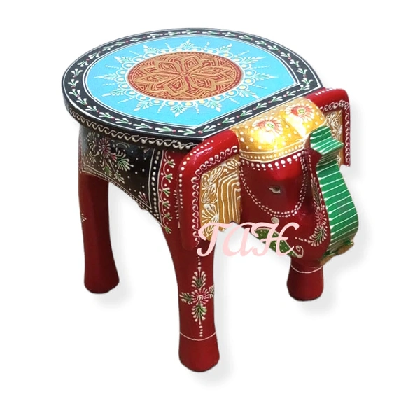 Elephant  Design Wooden Stool  - 30cm Or 12 Inches