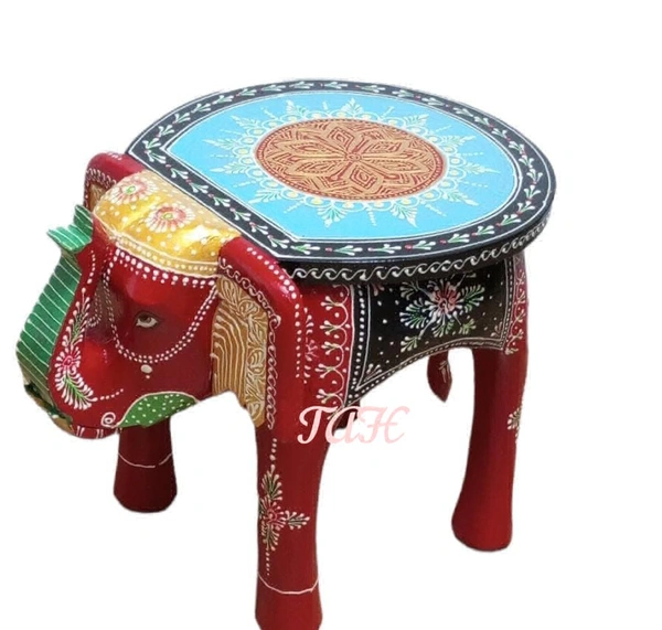 Elephant  Design Wooden Stool  - 30cm Or 12 Inches