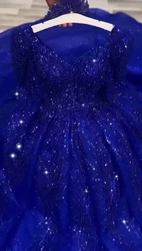Girl Gown Long Soft  - Blue, M.L.S.XL.XXL.4xl