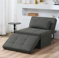 Sofa Bed, 4 in 1 Multi-Function Folding Ottoman Breathable Linen Couch Bed with Adjustable - Gray, Air Sofa