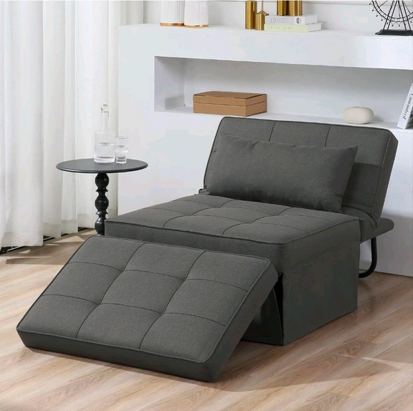Sofa Bed, 4 in 1 Multi-Function Folding Ottoman Breathable Linen Couch Bed with Adjustable - Gray, Air Sofa