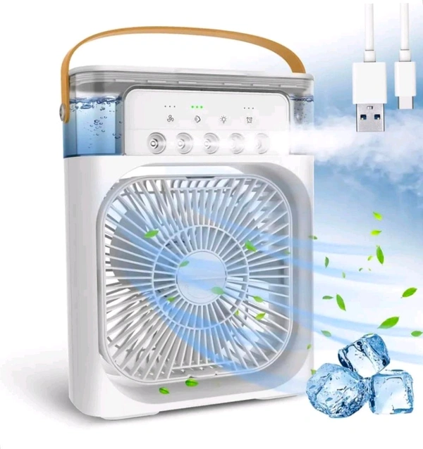 Mini Air Cooler, USB Desk Fan, Personal Evaporative Cooler with 7 Colors LED Light, - ‎25 x 15 x 10 cm; 700 g, White