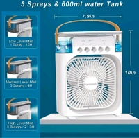 Mini Air Cooler, USB Desk Fan, Personal Evaporative Cooler with 7 Colors LED Light, - ‎25 x 15 x 10 cm; 700 g, White