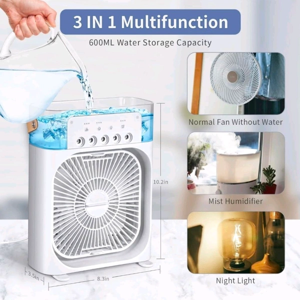 Mini Air Cooler, USB Desk Fan, Personal Evaporative Cooler with 7 Colors LED Light, - ‎25 x 15 x 10 cm; 700 g, White