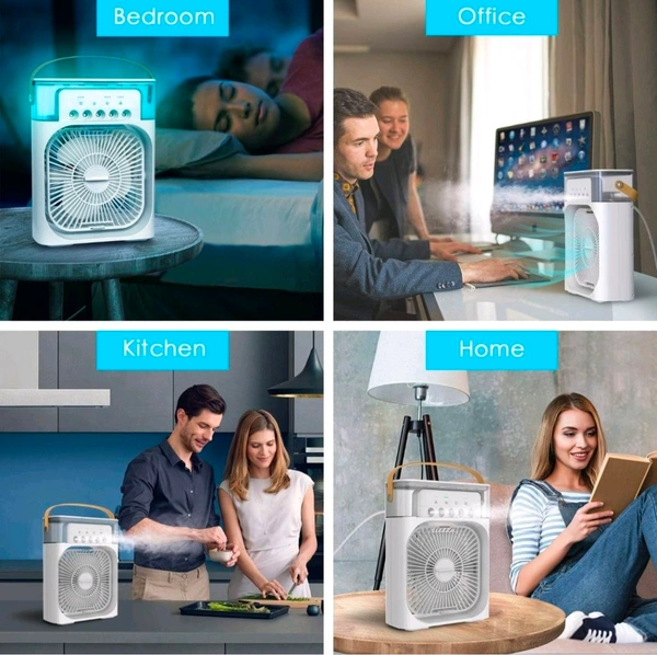 Mini Air Cooler, USB Desk Fan, Personal Evaporative Cooler with 7 Colors LED Light, - ‎25 x 15 x 10 cm; 700 g, White