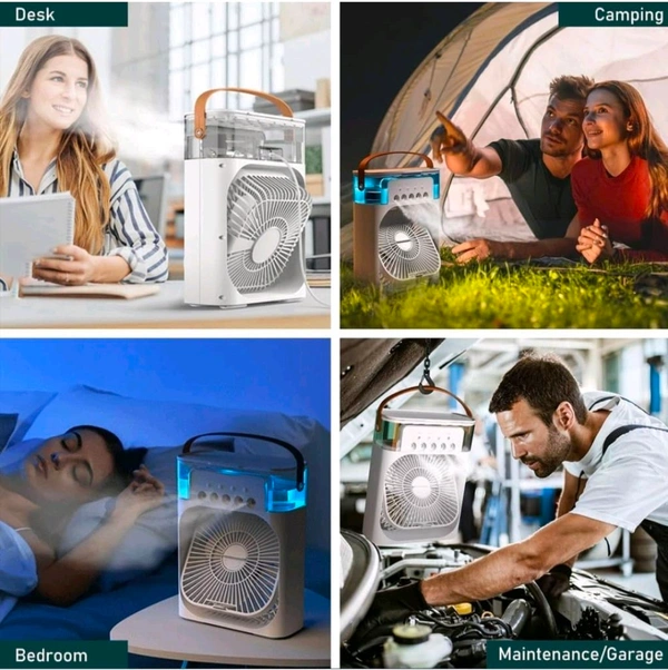 Mini Air Cooler, USB Desk Fan, Personal Evaporative Cooler with 7 Colors LED Light, - ‎25 x 15 x 10 cm; 700 g, White