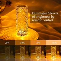 Craftisha USB Rechargeable Touch Remote Control Modern Nightstand Crystal Table Lamp (16 Colors Changing Rose - ‎night lamptable lamp