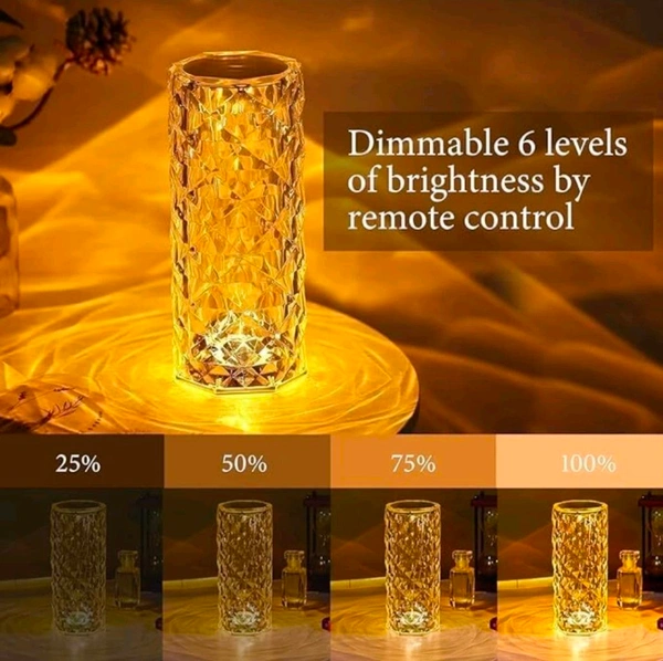 Craftisha USB Rechargeable Touch Remote Control Modern Nightstand Crystal Table Lamp (16 Colors Changing Rose - ‎night lamptable lamp