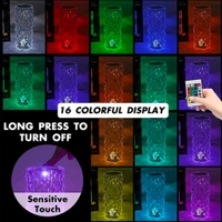 Craftisha USB Rechargeable Touch Remote Control Modern Nightstand Crystal Table Lamp (16 Colors Changing Rose - ‎night lamptable lamp