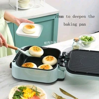 High-Fire Household Electric Grill Pan, 180 Degree Free Opening and Closing Double Pan Frying Pan - Red, Non Stick