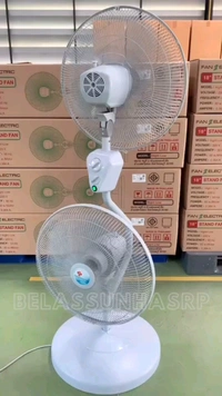 Double Tebal Fan 360 Degree Rotet  - White, Double Fan