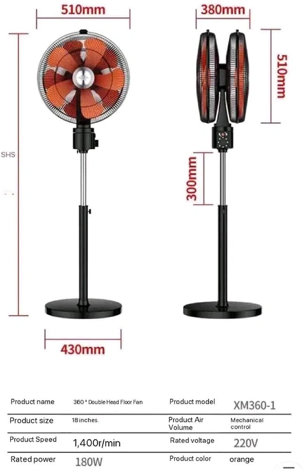 Double Tebal Fan 360 Degree Rotet  - White, Double Fan
