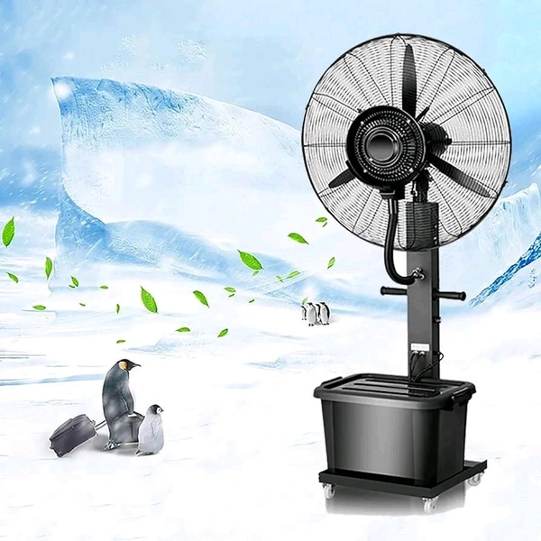 Fan with 42L Large Capacity Tank, Oscillating Stand Up Mist Fan with 3 Speeds, 360° Universal Wheel, Mist Spray - Black, Cooler Fan