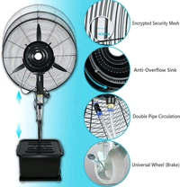Fan with 42L Large Capacity Tank, Oscillating Stand Up Mist Fan with 3 Speeds, 360° Universal Wheel, Mist Spray - Black, Cooler Fan