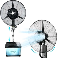 Fan with 42L Large Capacity Tank, Oscillating Stand Up Mist Fan with 3 Speeds, 360° Universal Wheel, Mist Spray - Black, Cooler Fan
