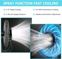 Fan with 42L Large Capacity Tank, Oscillating Stand Up Mist Fan with 3 Speeds, 360° Universal Wheel, Mist Spray - Black, Cooler Fan