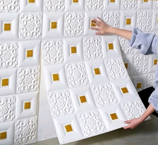 Natural White 3D Wallpaper Tiles  60 Piece Pack  - Mai Tai, Size 2x2ft