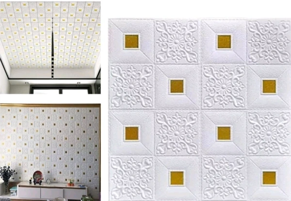 Natural White 3D Wallpaper Tiles  60 Piece Pack  - Mai Tai, Size 2x2ft