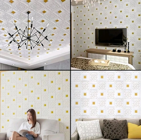 Natural White 3D Wallpaper Tiles  60 Piece Pack  - Mai Tai, Size 2x2ft