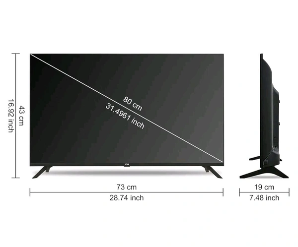 Smart Tv 80 cm (32 inches) Frameless Series HD Ready Android Smart LED TV VW32F1 (Black) - Black, 32 Inch Smart Tv