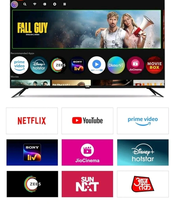 Smart Tv 80 cm (32 inches) Frameless Series HD Ready Android Smart LED TV VW32F1 (Black) - Black, 32 Inch Smart Tv