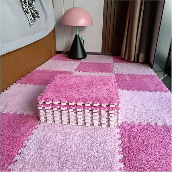 Puzzle Matte Tiles Wasebal Multicolour 100 Piece Pack - Pink Flamingo, 1x1 Feet 100 Pieces