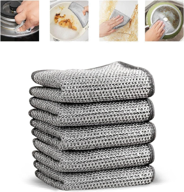 (pack of 5) Multifunctional Non-Scratch Wire Dish Wash Cloth, Steel Wire Dish Towel, Multipurpose Wire Dishwashing Rags for Wet and Dry, Scrubs  Cleans for Dishes, Sinks, Counters - Dishcloth Type:  PacketCapacity: 100.0 (in ml)Capacity (litres): 0.1 (in litres)Capacity (gm): 100.0 (in grams)Capacity (kg): 0.1 (in kg)Within 6-8 business days However, to find out an actual date of d