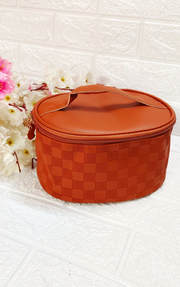 Brown Round Vanity Bag