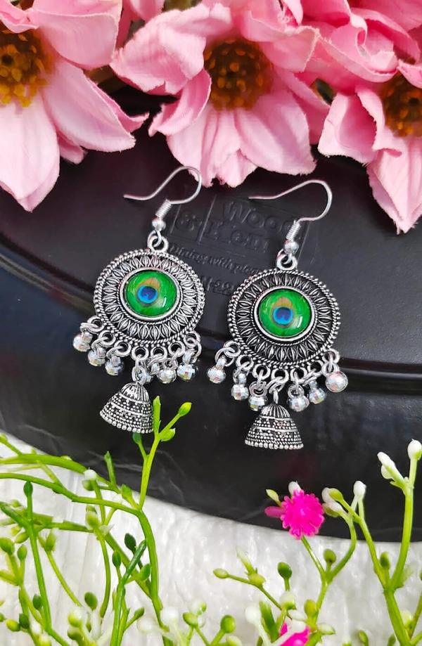 Peacock Oxidised Jhumka