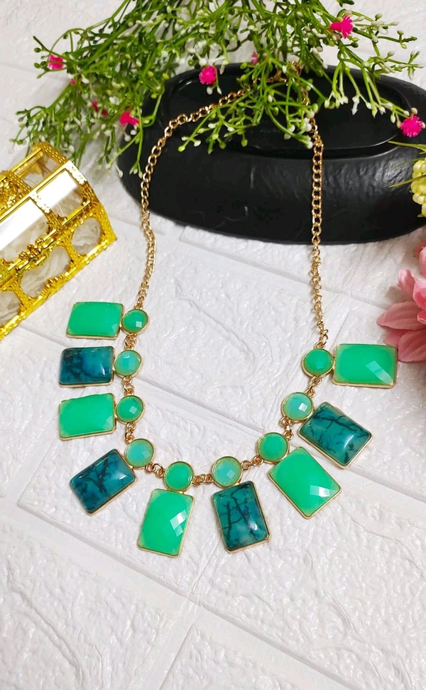 Shades Of Green Statement Necklace 