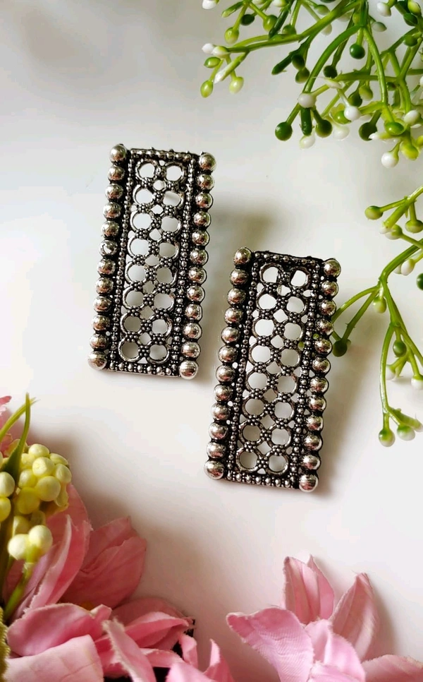 Antique Silver Oxidised Studs