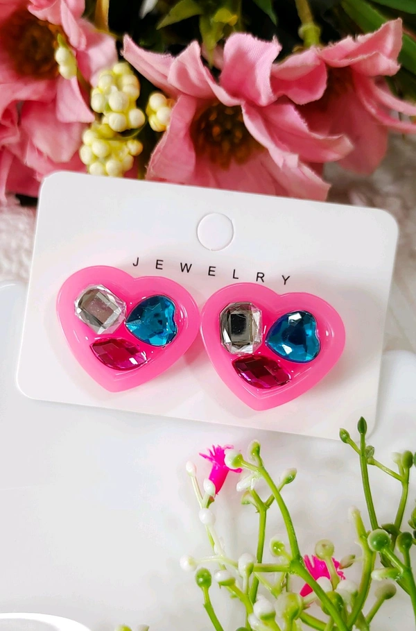 Unique Filled Heart Studs