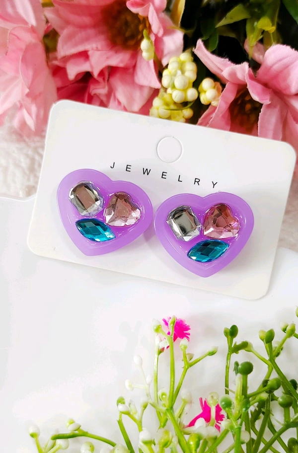 Unique Filled Heart Studs