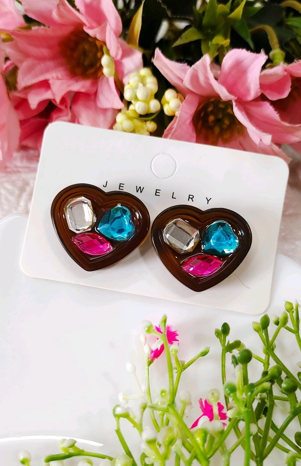Unique Filled Heart Studs