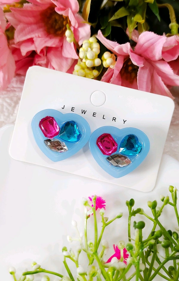 Unique Filled Heart Studs