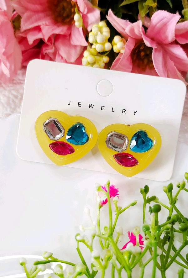 Unique Filled Heart Studs