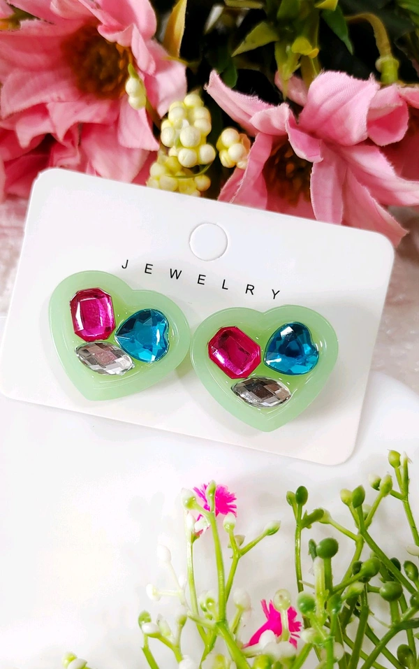 Unique Filled Heart Studs