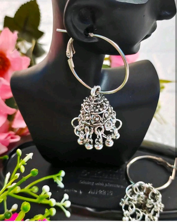 Oxidised Hoop With jhumka 