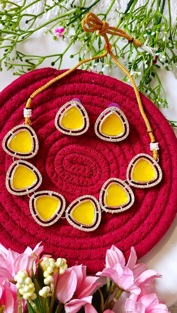 Designer Yellow Necklace Set