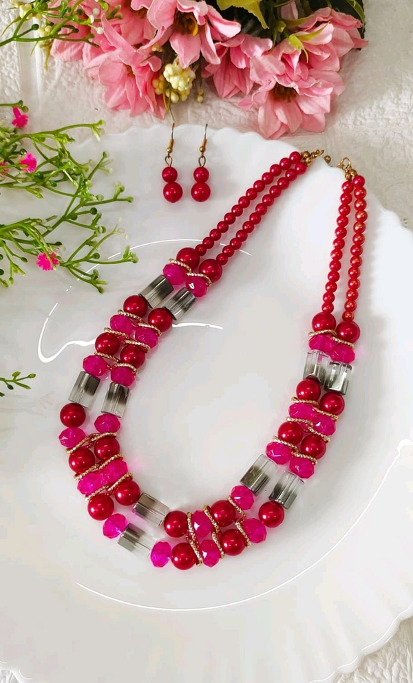 Gorgeous Double Layer Beads Necklace Set 