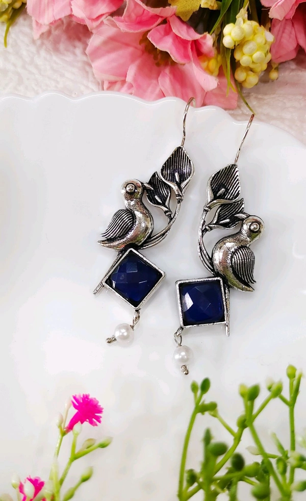 Antique Oxidised Birdie Danglers 