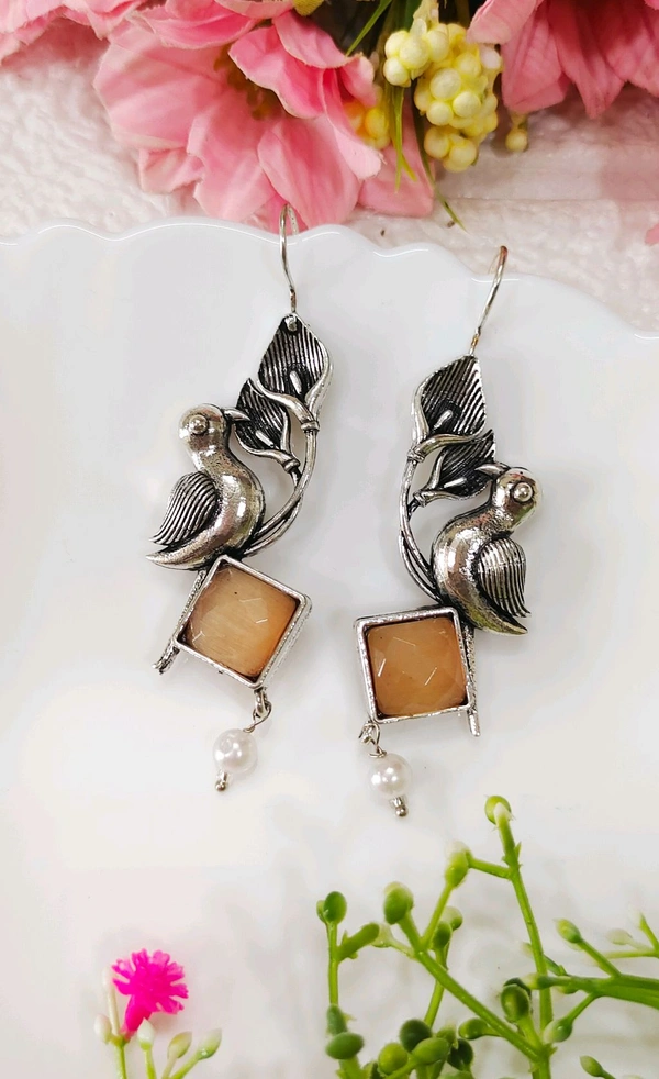 Antique Oxidised Birdie Danglers 
