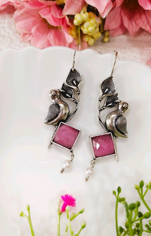 Antique Oxidised Birdie Danglers 