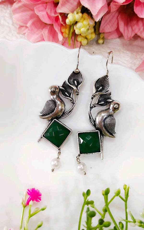 Antique Oxidised Birdie Danglers 