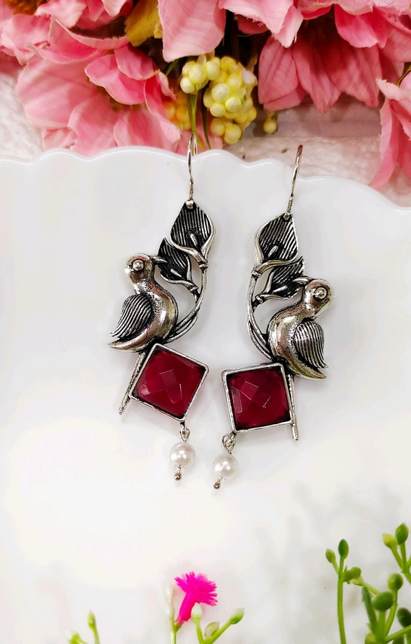 Antique Oxidised Birdie Danglers 