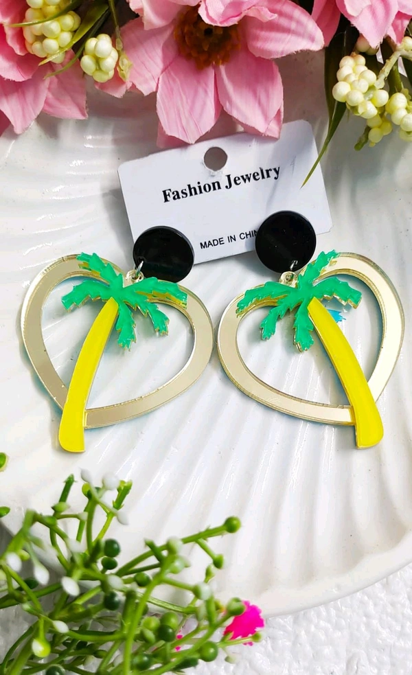 Stylish Beach Palm Acrylic Earrings 