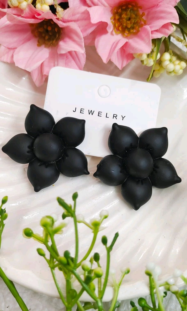 Matte Puffed Floral Stud