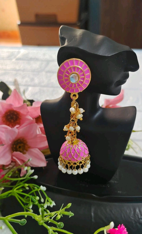 Festive Long Meenakari Jhumka