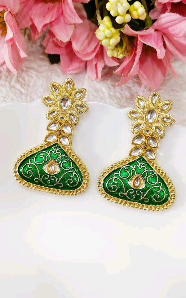 Festive Minakari Kundan Earrings 